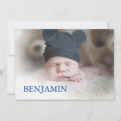 Baby Boy Foto Naming Celebration Einladung (Vorderseite)