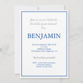 Baby Boy Foto Naming Celebration Einladung (Rückseite)