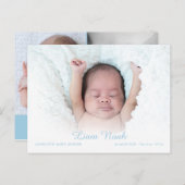 Baby Boy Foto Script Name Modern Elegante Birth Ankündigungspostkarte (Vorne/Hinten)