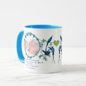 Baby Boy Foto Tasse Baby Stats Niedliche Vögel (Vorderseite Links)