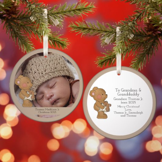 Baby Boy Foto Teddy Bear Großeltern Ornament
