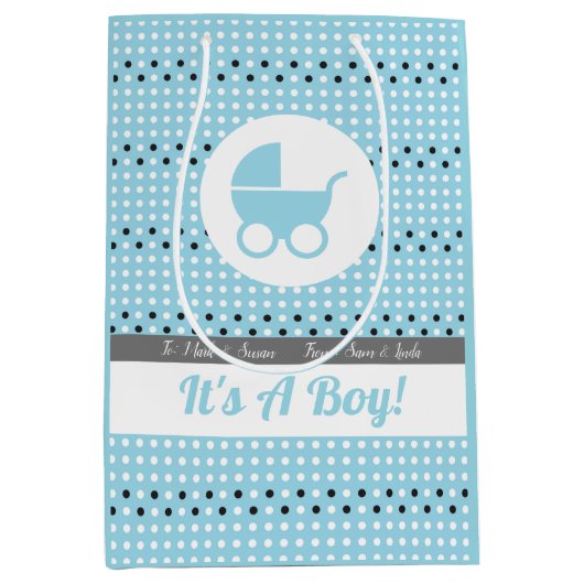 Baby Boy Geschenktasche mit Stroller Mittlere Geschenktüte (Vorderseite)