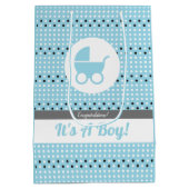 Baby Boy Geschenktasche mit Stroller Mittlere Geschenktüte (Rückseite)