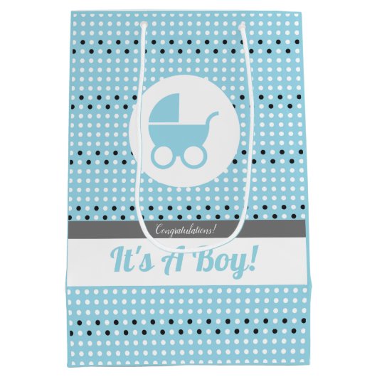 Baby Boy Geschenktasche mit Stroller Mittlere Geschenktüte (Rückseite)