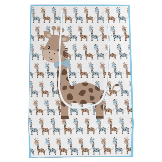 Baby Boy Giraffe Mittlere Geschenktüte (Rückseite)