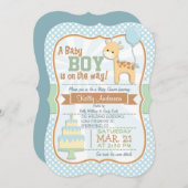 Baby Boy Giraffe, Pastel Baby Dusche laden ein Einladung (Vorne/Hinten)