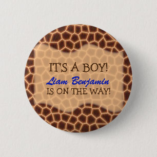 Baby Boy - Giraffe Themed Baby Dusche Button