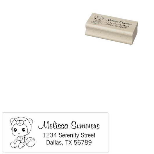 Baby Boy Girl Bear Jumpsuit Anschrift 3 Gummistempel (Stempel)