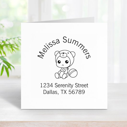 Baby Boy Girl Bear Jumpsuit Arme Adresse 2 Gummistempel