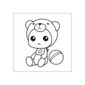 Baby Boy Girl Bear Jumpsuit Color Me 2 Gummistempel (Prägung)