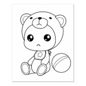 Baby Boy Girl Bear Jumpsuit Coloring Page Gummistempel (Prägung)