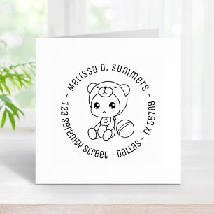 Baby Boy Girl Bear Jumpsuit Runde Adresse 2 Gummistempel