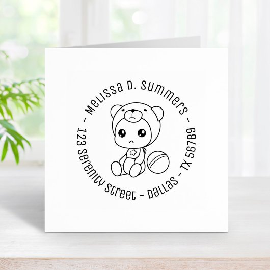 Baby Boy Girl Bear Jumpsuit Runde Adresse 2 Gummistempel