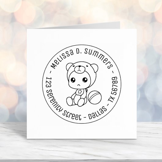 Baby Boy Girl Bear Jumpsuit Runde Adresse Permastempel