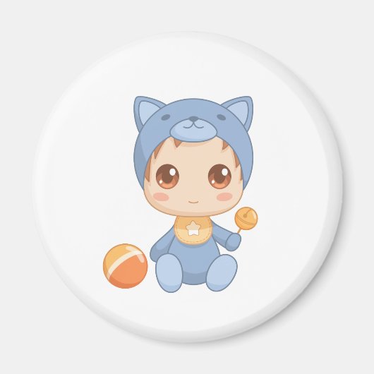 Baby Boy Girl Cat Jumpsuit Magnet (Vorne)