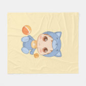 Baby Boy Girl Cat Jumpsuit Yellow Fleecedecke (Vorderseite (Horizontal))