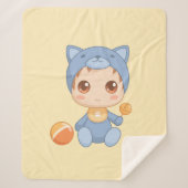 Baby Boy Girl Cat Jumpsuit Yellow Sherpadecke (Vorderseite)