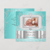Baby Boy Girl Christening Taufe aquamarin Ankündigung (Vorne/Hinten)