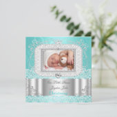Baby Boy Girl Christening Taufe aquamarin Ankündigung (Stehend Vorderseite)