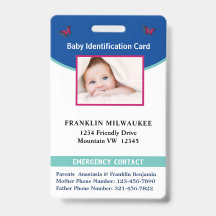 Baby Boy Girl Foto ID Card Custom