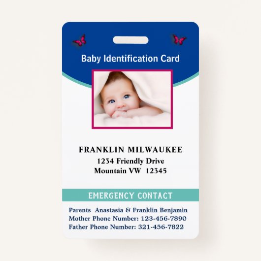Baby Boy Girl Foto ID Card Custom Ausweis (Vorderseite)