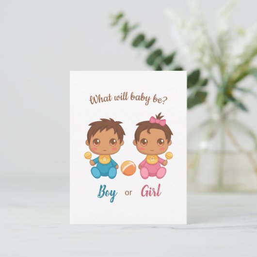 Baby Boy Girl Gender Enthüllung Einladung Postkart Postkarte (Stehend Vorderseite)