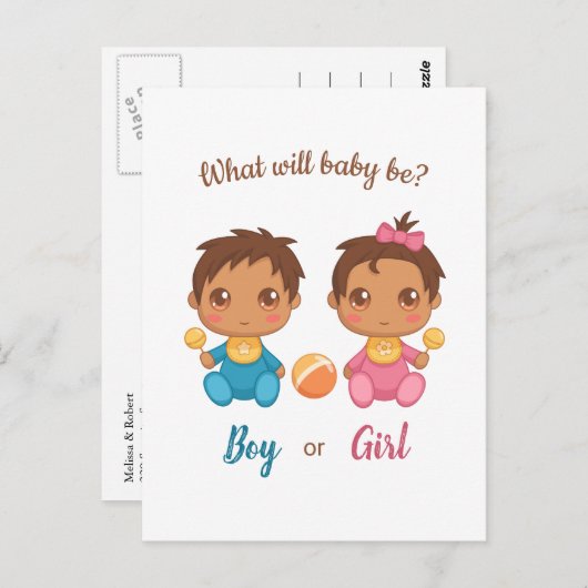 Baby Boy Girl Gender Enthüllung Einladung Postkart Postkarte (Vorne/Hinten)