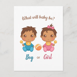 Baby Boy Girl Gender Enthüllung Einladung Postkart Postkarte