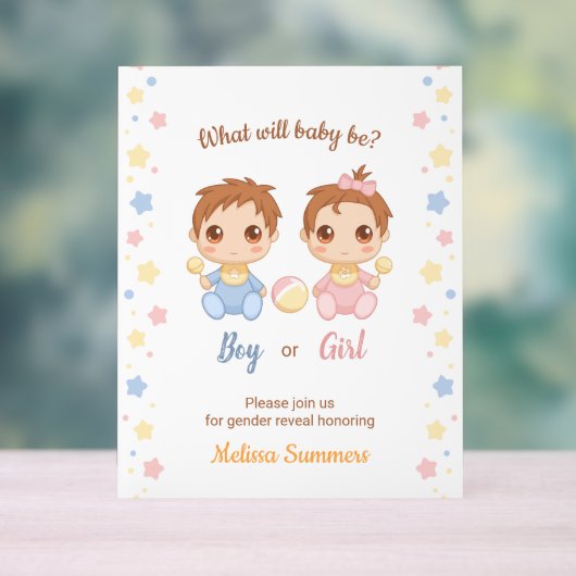Baby Boy Girl Gender Reveal Party Acrylschild (Neutral)