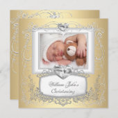 Baby Boy Girl Gold Cream Christening Taufkreuz Einladung (Vorne/Hinten)