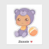 Baby Boy Girl Lila Bear Jumpsuit Aufkleber (Blatt)