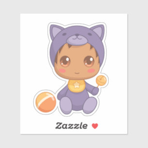 Baby Boy Girl Lila Cat Jumpsuit Aufkleber