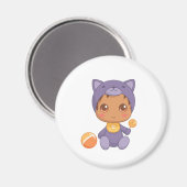 Baby Boy Girl Lila Cat Jumpsuit Magnet (Vorderseite/Rückseite)