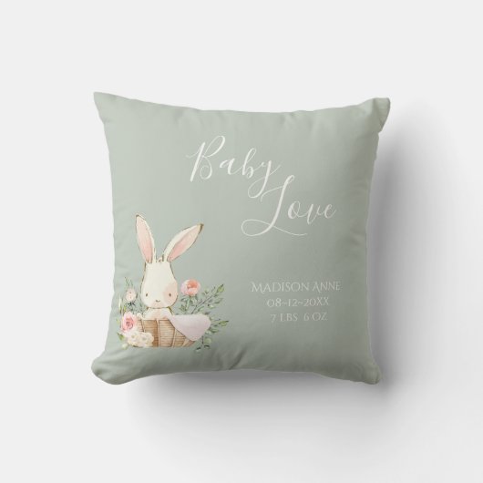 Baby Boy Girl Name Sage Script Liebe Keepake Kissen (Vorderseite)