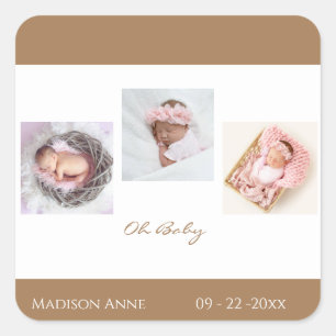 Baby Boy Girl Niedlich Name Birth Quadratischer Aufkleber
