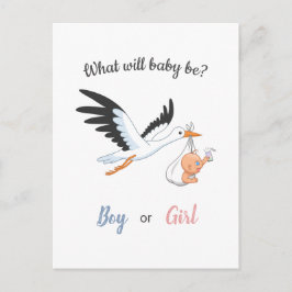 Baby Boy Girl Stork Gender Reveal Party Einladung Postkarte