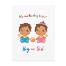 Baby Boy Girl Twins Ankündigung Postcard