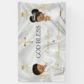 Baby Boy & Girl Twins Taufe Christening Ethnic Banner (Vertikal)