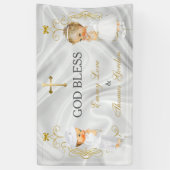 Baby Boy & Girl Twins Taufe Christening Gold Banner (Vertikal)