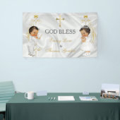 Baby Boy & Girl Twins Taufe Christening Gold Banner (Messeveranstaltung)