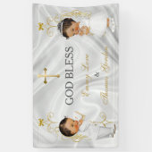 Baby Boy & Girl Twins Taufe Christening Gold Banner (Vertikal)