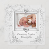 Baby Boy Girl White Christening Taufe Kreuz 2 Einladung (Vorne/Hinten)