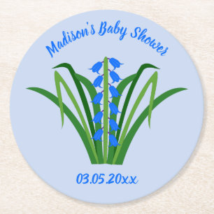 Baby Boy Glockenblumen Blumen Frühling Baby Shower Runder Pappuntersetzer