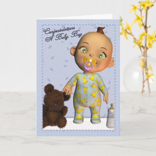 Baby Boy Glückwünsche Karte (Gelbe Blume)