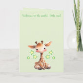 Baby Boy Gratulation Giraffe grün Karte (Rückseite)