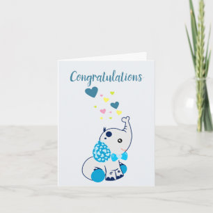 Baby Boy Gratulation mit Baby Elephant Karte
