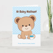 Baby Boy Gratulations Card mit Baby Bear Karte (Vorderseite)