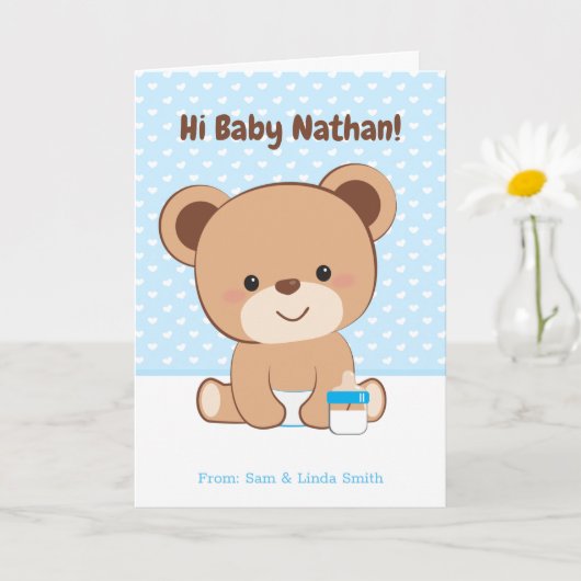 Baby Boy Gratulations Card mit Baby Bear Karte (Kleine Pflanze)