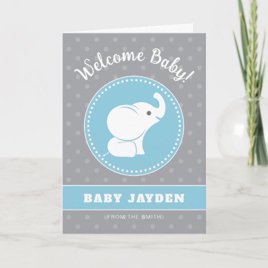 Baby Boy Gratulations Card mit Elephant Karte (Vorderseite)