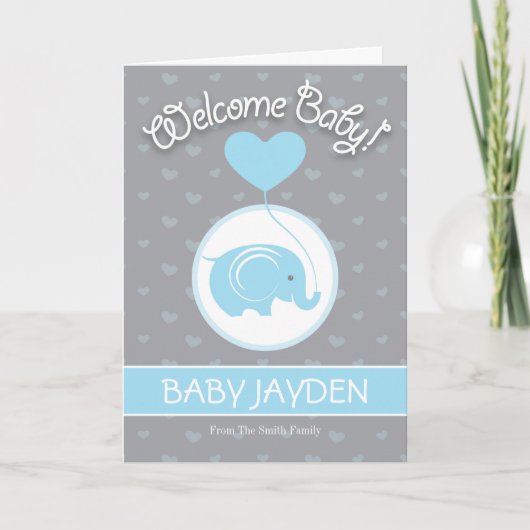 Baby Boy Gratulations Card mit Elephant Karte (Vorderseite)